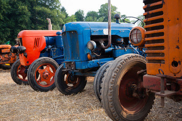 Old tractors in perspective, agricultural vehicle, rural life