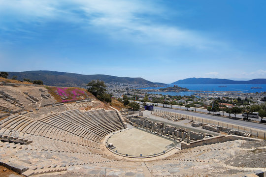 Amphitheater view from famous tourism city Bodrum Turkey
