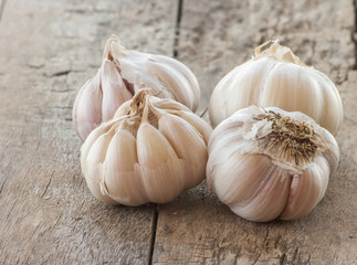 Garlic on the wooden background