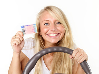 Woman shows her driver licence