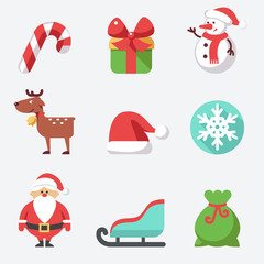 Christmas icons, flat design