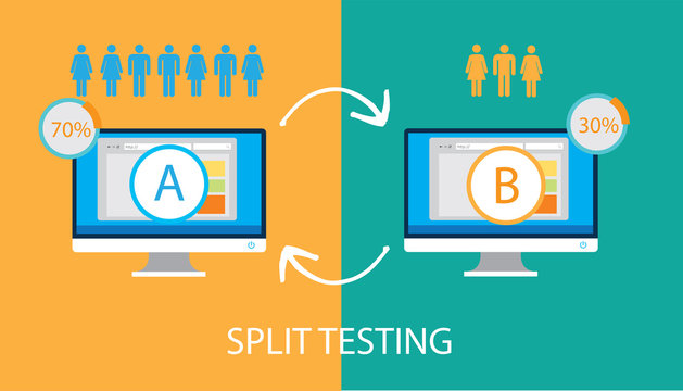 A/B Test Split Testing A-B comparison Concept with desktop icon