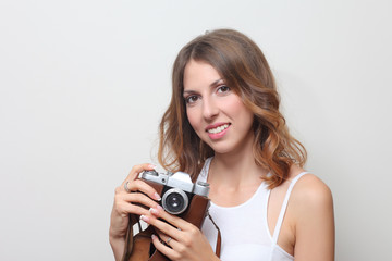 Fototapeta premium young girl with the camera