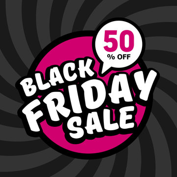 Black friday sale of 50 percent. Vector background.