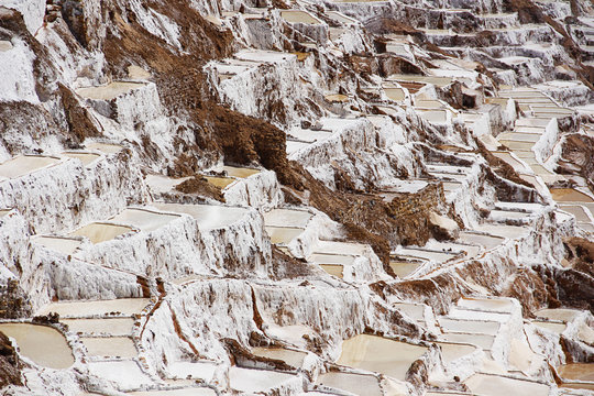 Maras salt terraces near Urubamba, Cusco, Peru