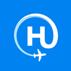 H letter with airline and plane.
