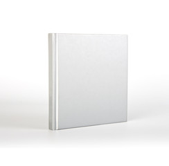 Blank book cover over white background with shadow.
