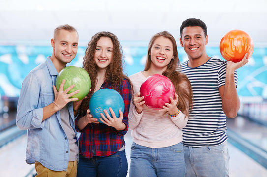 Friends with bowling balls