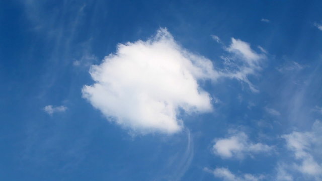 Time-lapse of fluffy white clouds in blue sky