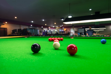 Snooker ball on snooker table in clubsport (focus at white snook