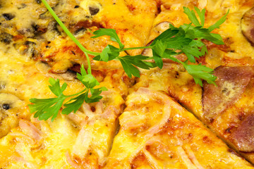 Delicious pizza in a restaurant