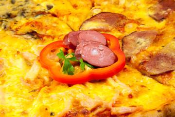 Delicious pizza in a restaurant