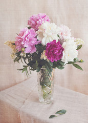 Peony flowers vintage card