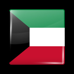 Flag of Kuwait. Glassy Icon Square Shape