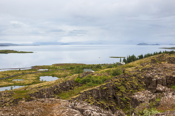 Thingvellir National Park - famous area in Iceland right on the spot where the atlantic tectonic plates meets. UNESCO World Heritage Site