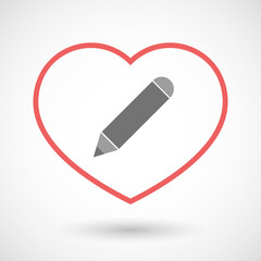 Line hearth icon with a pencil