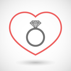 Line hearth icon with an engagement ring