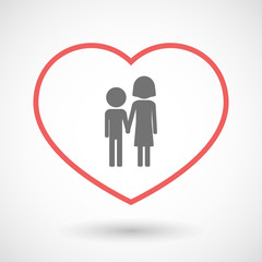 Line hearth icon with a childhood pictogram