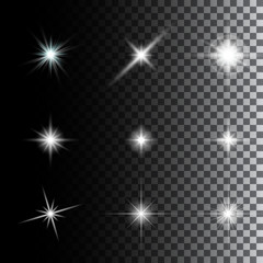 Set of Vector glowing light effect stars 