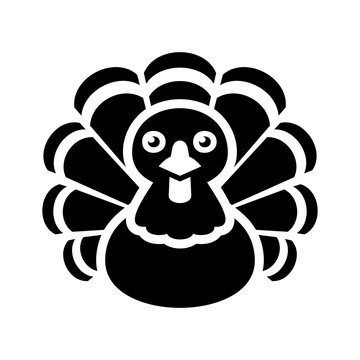 Turkey Thanksgiving Icon On White Background. Vector