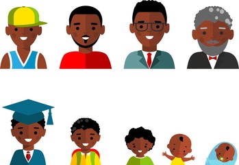 All avatar age group of african american man .