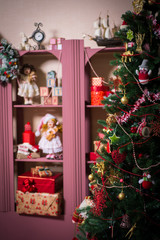 Fototapeta na wymiar Christmas interior with christmas tree