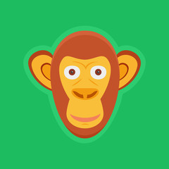 Monkey head vector illustration on green background