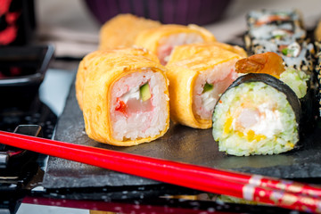 sushi assorted on the table