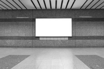 Blank billboard in subway. Useful for your advertising.