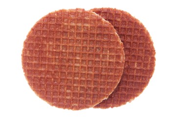Waffles with honey isolated on white