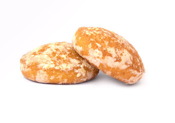 Round gingerbread on a white background