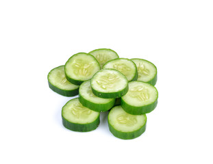 Slice of cucumber  on white  background
