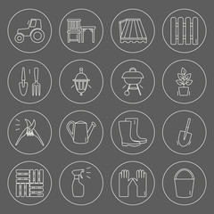 Gardening icons. Unique and modern set isolated on background.