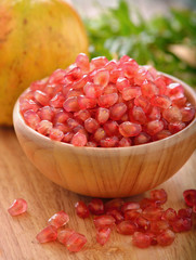 Pomegranate  on wooden  background
