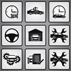 Car dealership 9 icons set