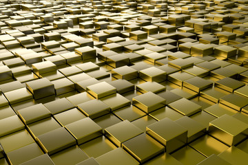golden metallic cubes