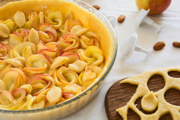 Homemade apple rose tart 