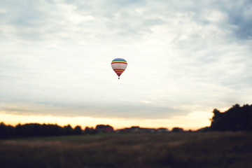 balloon background evening sky sun clouds