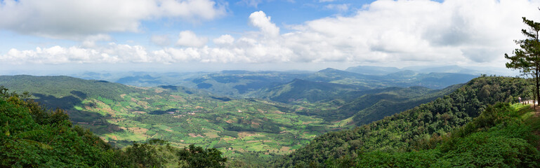 Mountain and white cloud on blue sky in Phu Ruea National Park N