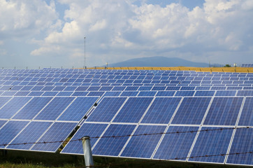 Solar panels in a field in the countryside