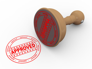 3d wooden rubber stamp - approved © nasir1164