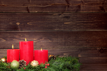 Christmas candles with copy space