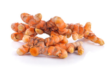 fresh turmeric on white background