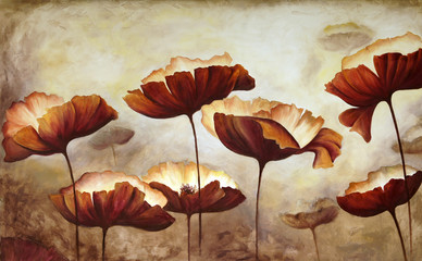 Fototapeta premium Painting poppies canvas