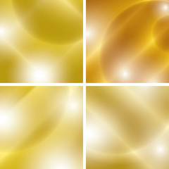 golden backgrounds with light abstractions - vector set
