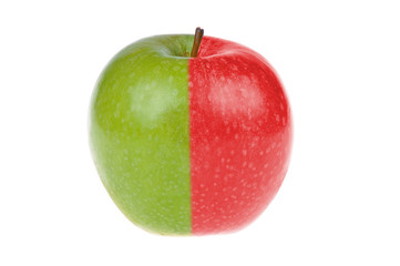 Red green apple, isolated on white background