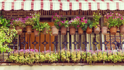 Fototapeta na wymiar balcony decorated with flowers