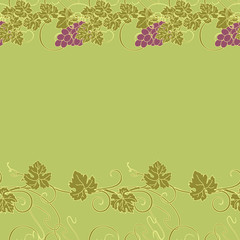 Seamless texture with vines and bunches of grapes.