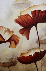 Painting vertical poppies - 95027511