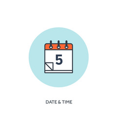 Vector illustration. Calendar lined icon. Date and time. Holiday planning
